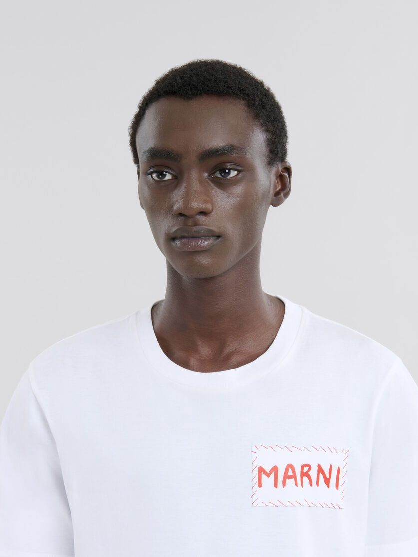 MARNI WHITE CREWNECK T-SHIRT (WHT/RED)