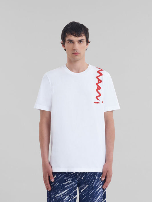 MARNI OC T-SHIRT WITH MARNI MENDING LOGO (WHT/RED)