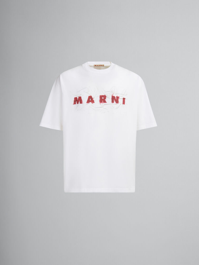 MARNI WRINKLED MARNI LOGO T-SHIRT (WHT/RED)