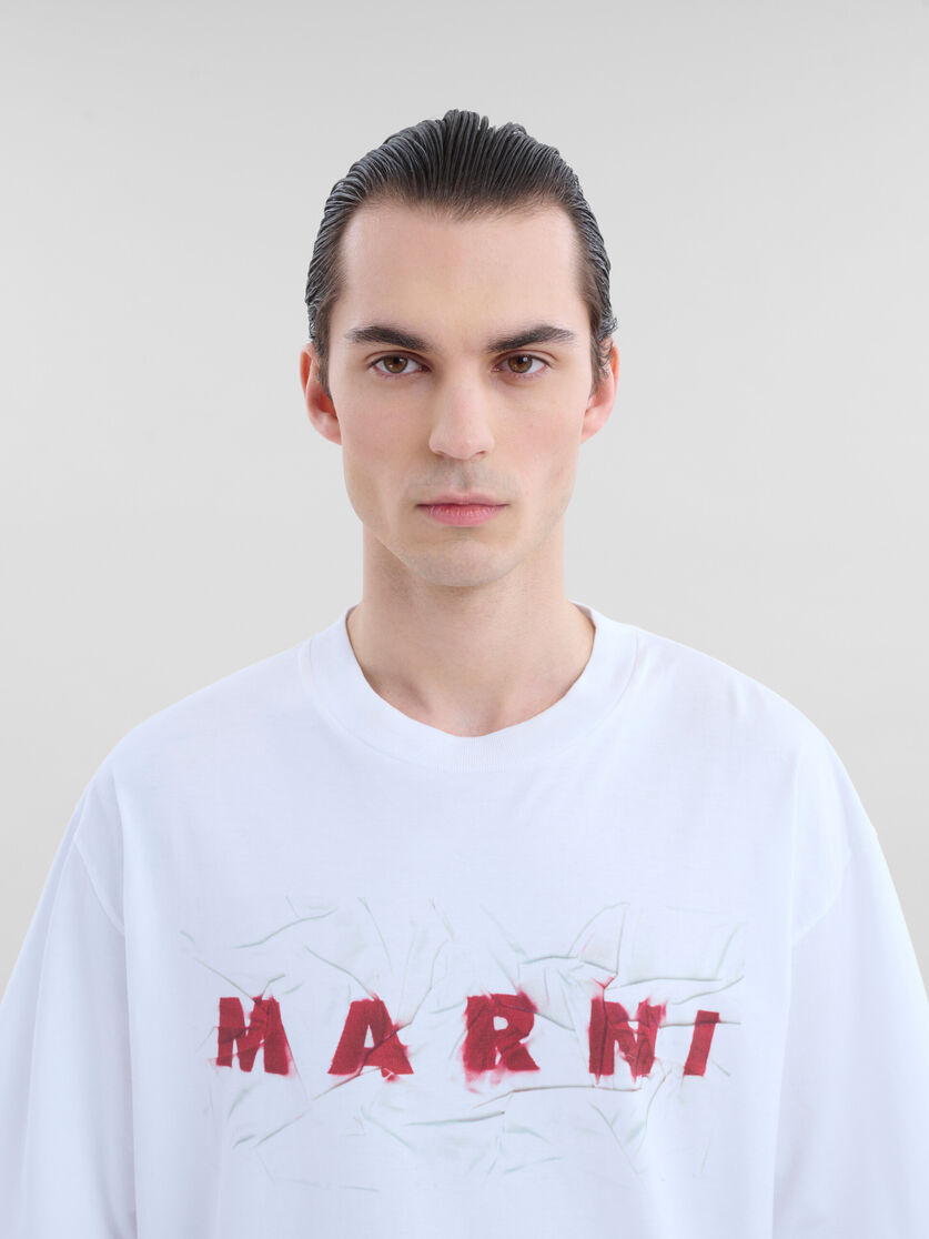 MARNI WRINKLED MARNI LOGO T-SHIRT (WHT/RED)