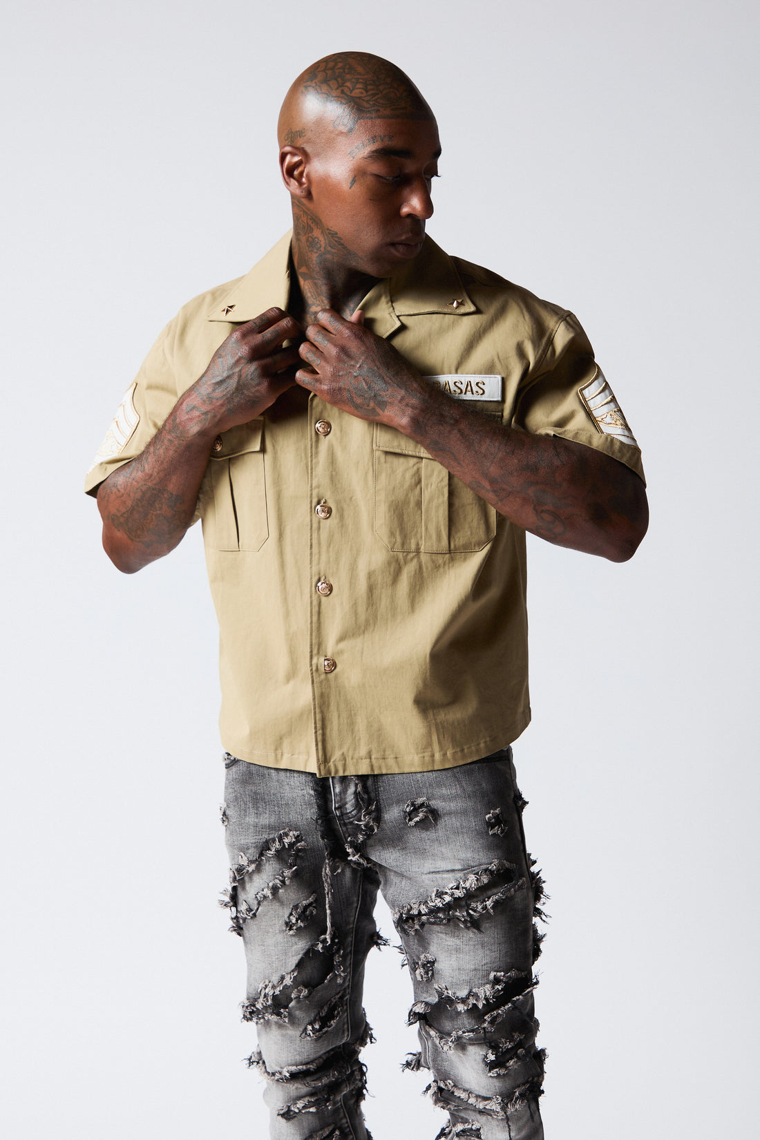 VALABASAS "THE REBEL" KHAKI BUTTON UP