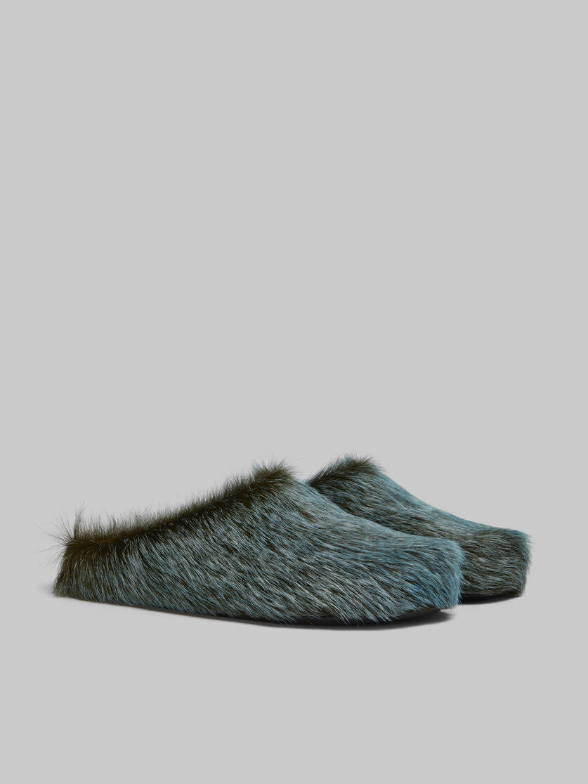 MARNI BLUE-GREY LONG HAIR CALFSKIN FUSSBETT SABOT