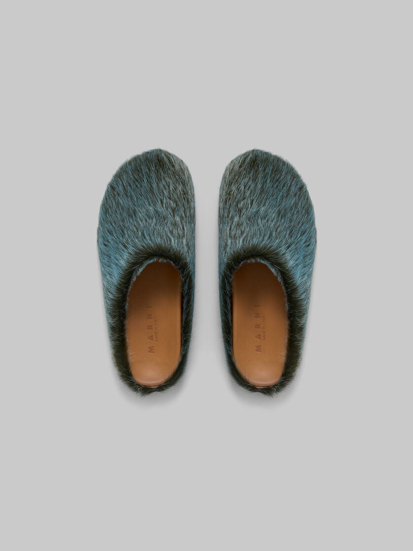 MARNI BLUE-GREY LONG HAIR CALFSKIN FUSSBETT SABOT