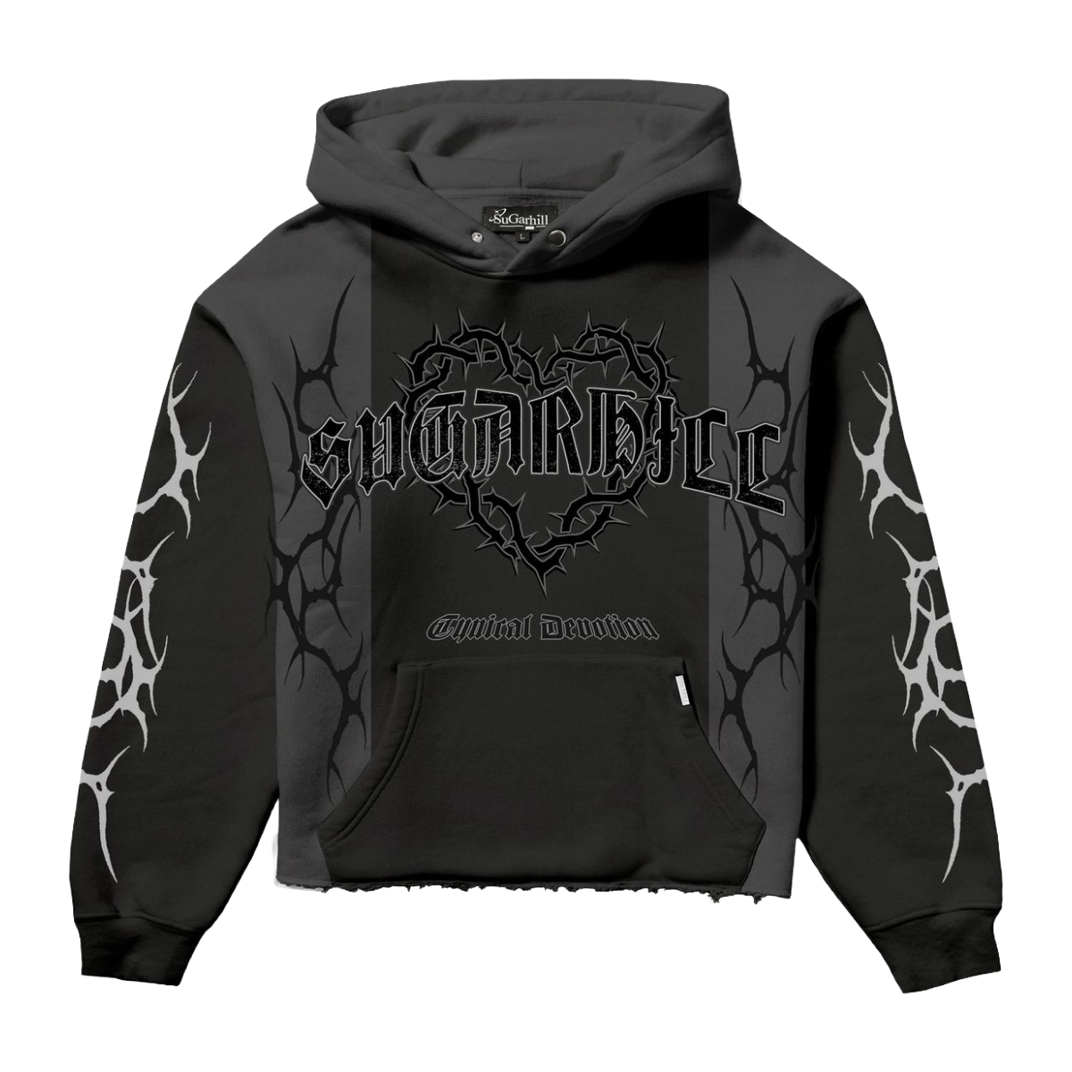 SH “DEVOTED” SPLIT HOODIE (BLACK/CHARCOAL)