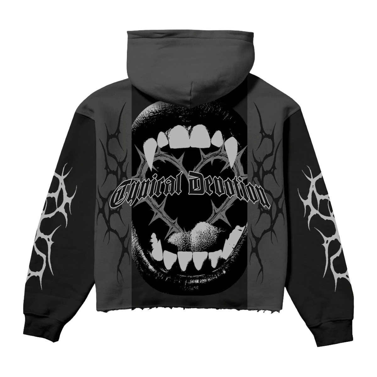 SH “DEVOTED” SPLIT HOODIE (BLACK/CHARCOAL)
