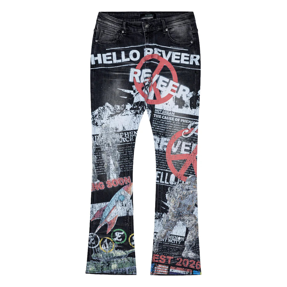 RVR "WAR ZONE" BLACK WASH STACKED DENIM