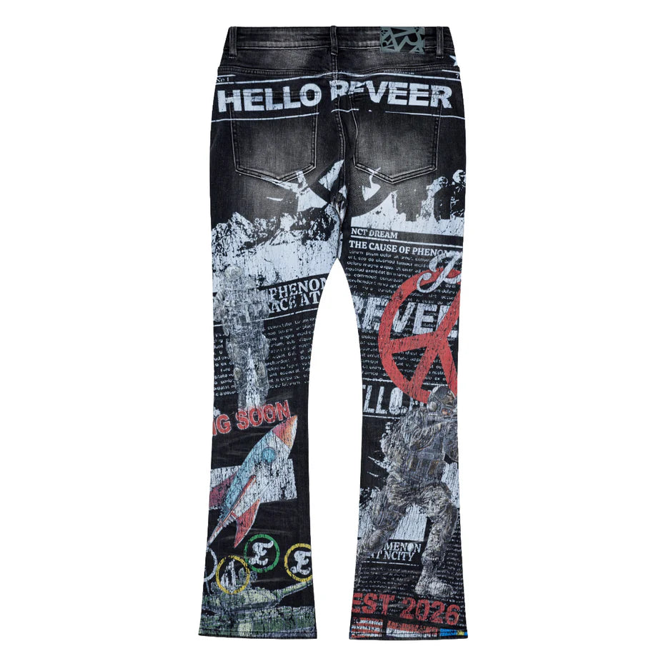 RVR "WAR ZONE" BLACK WASH STACKED DENIM