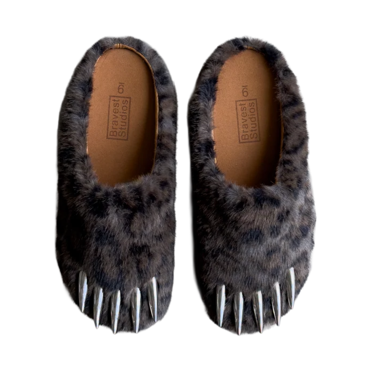 BRAVEST STUDIOS DARK LEOPARD BEAR CLAW MULES