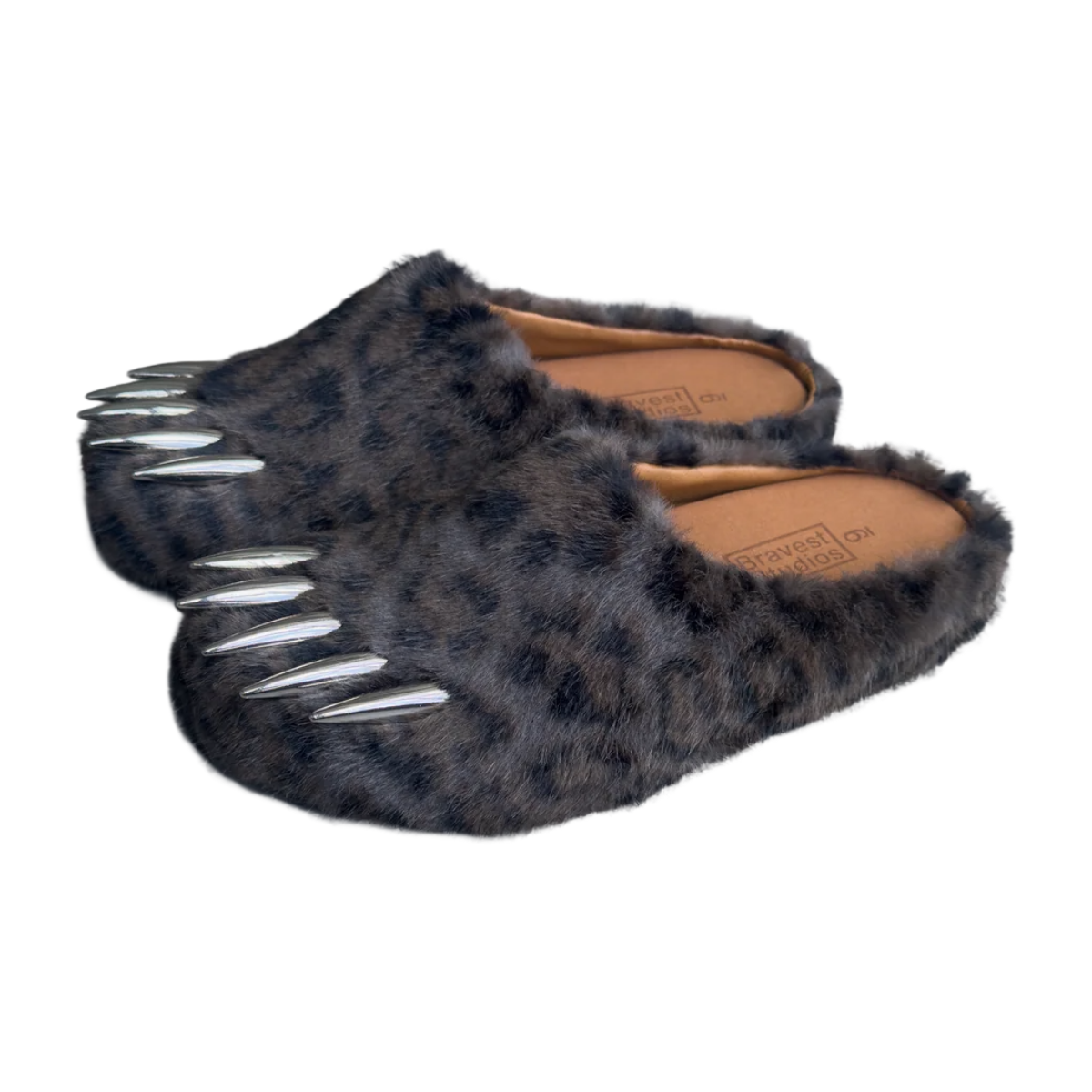 BRAVEST STUDIOS DARK LEOPARD BEAR CLAW MULES