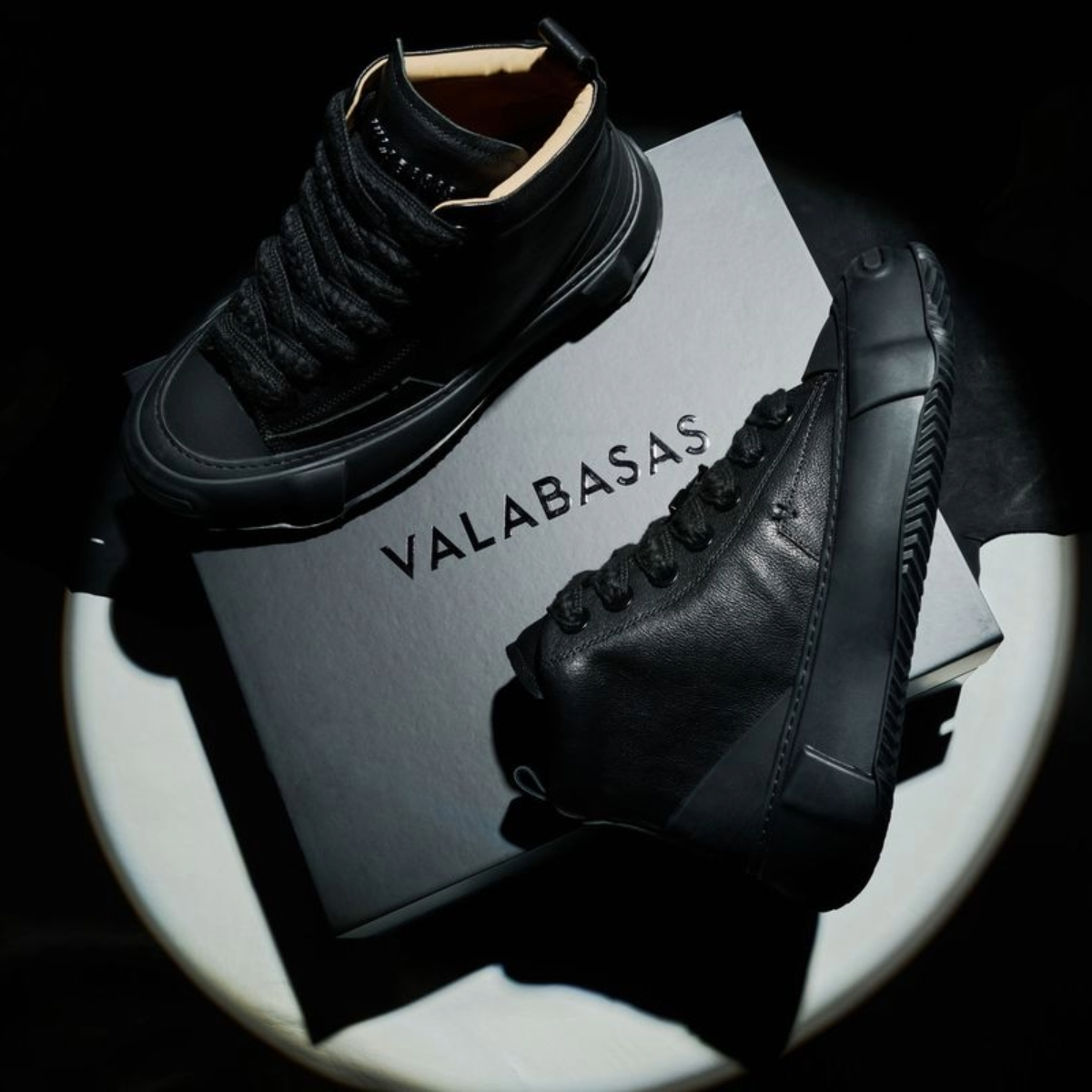 VALABASAS "VISION" BLACK LEATHER HIGH TOP