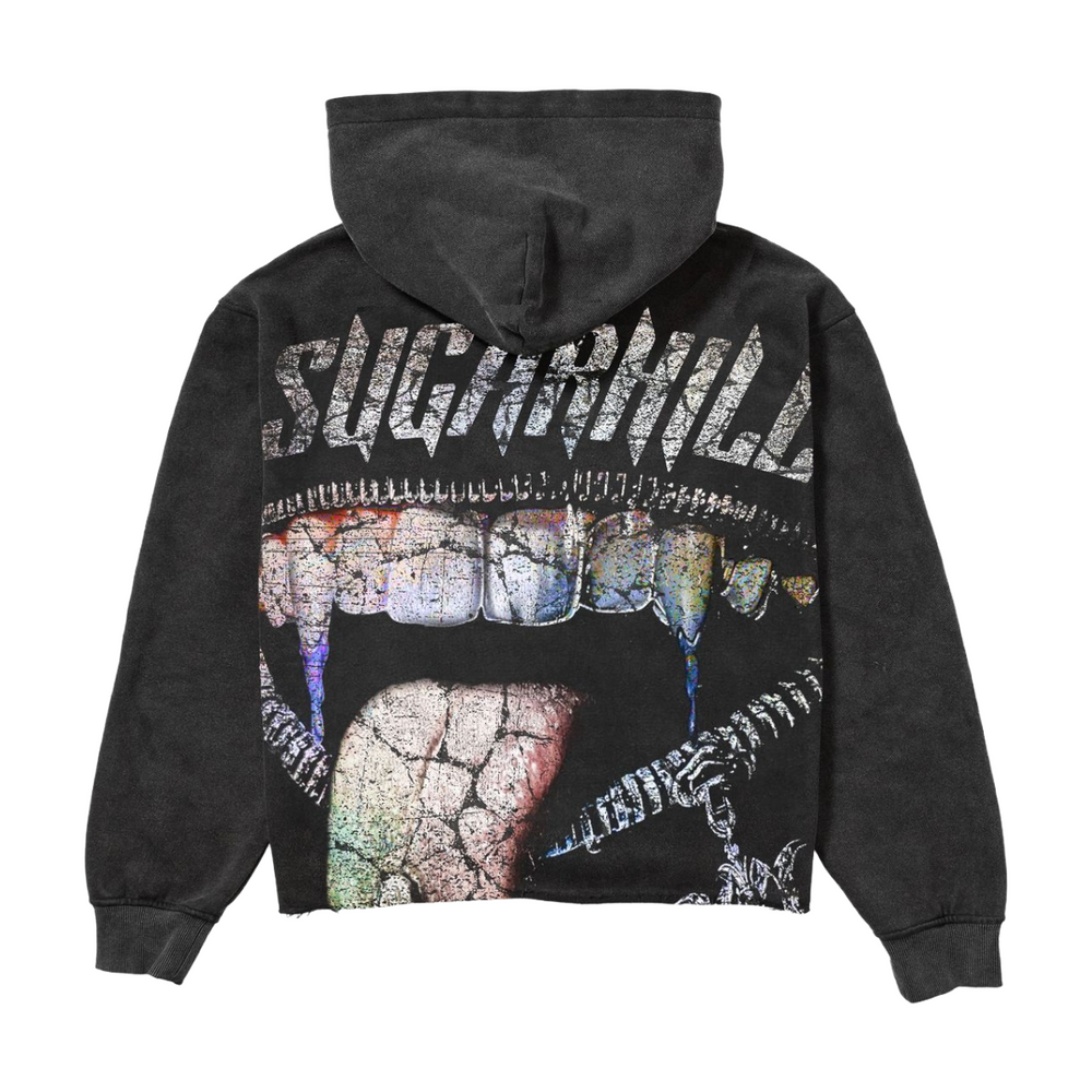 SH “VAMPIRIC” RAW HEM HOODIE - BLACK VINTAGE