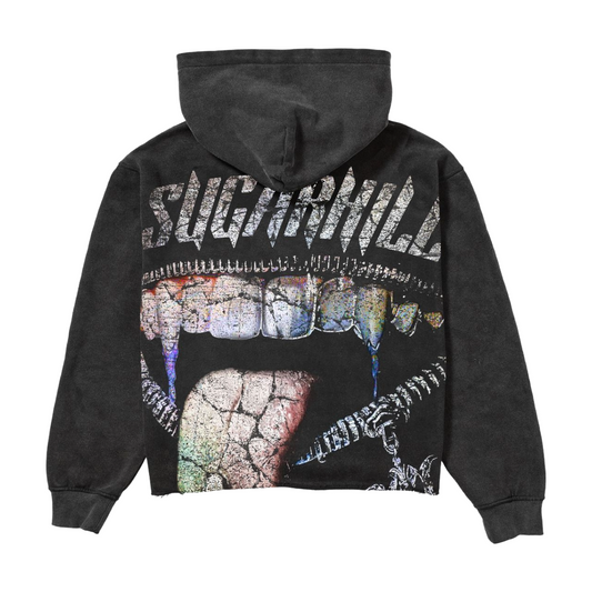 SH “VAMPIRIC” RAW HEM HOODIE - BLACK VINTAGE