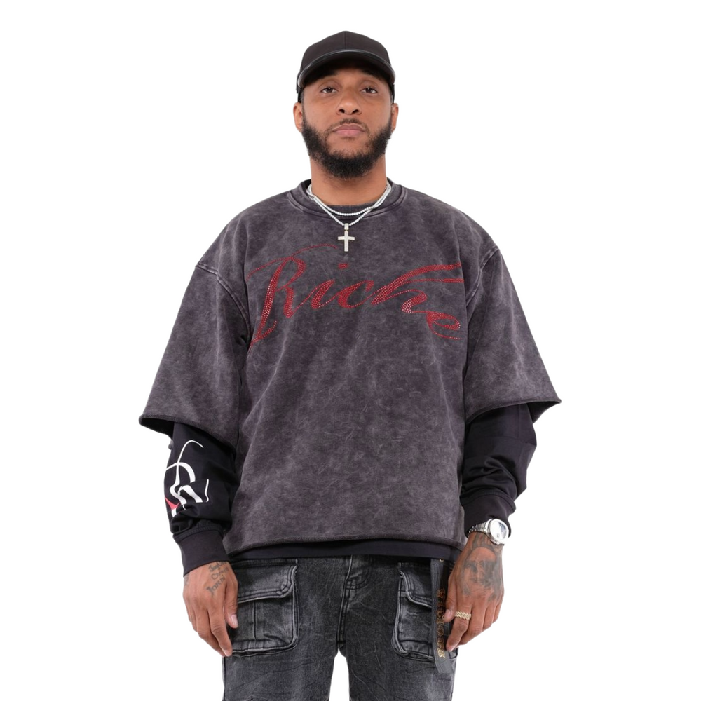 VR 2 IN 1 SORCERY TEE - BLACK WASH