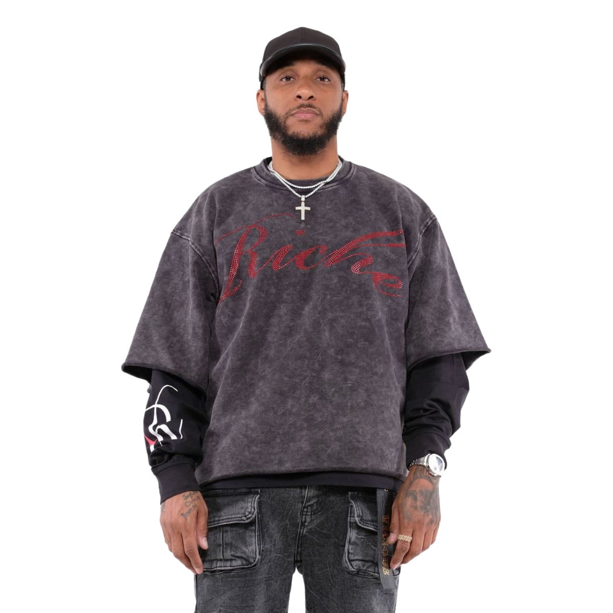 VR 2 IN 1 SORCERY TEE - BLACK WASH