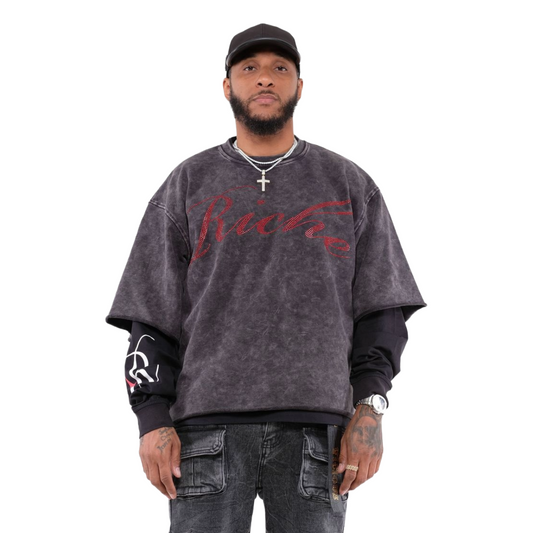 VR 2 IN 1 SORCERY TEE - BLACK WASH