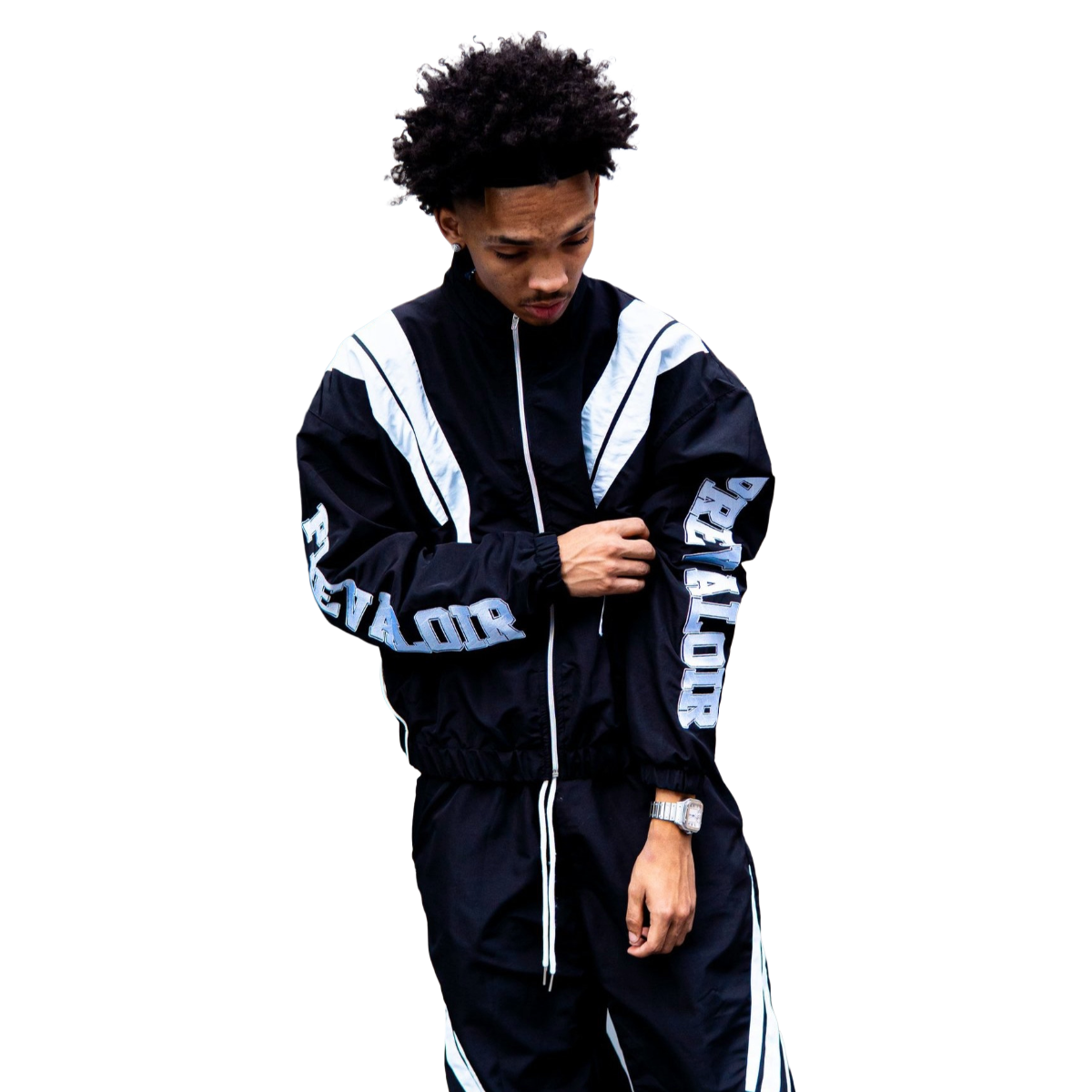 PREVALOIR BLACK NYLON TRACKSUIT