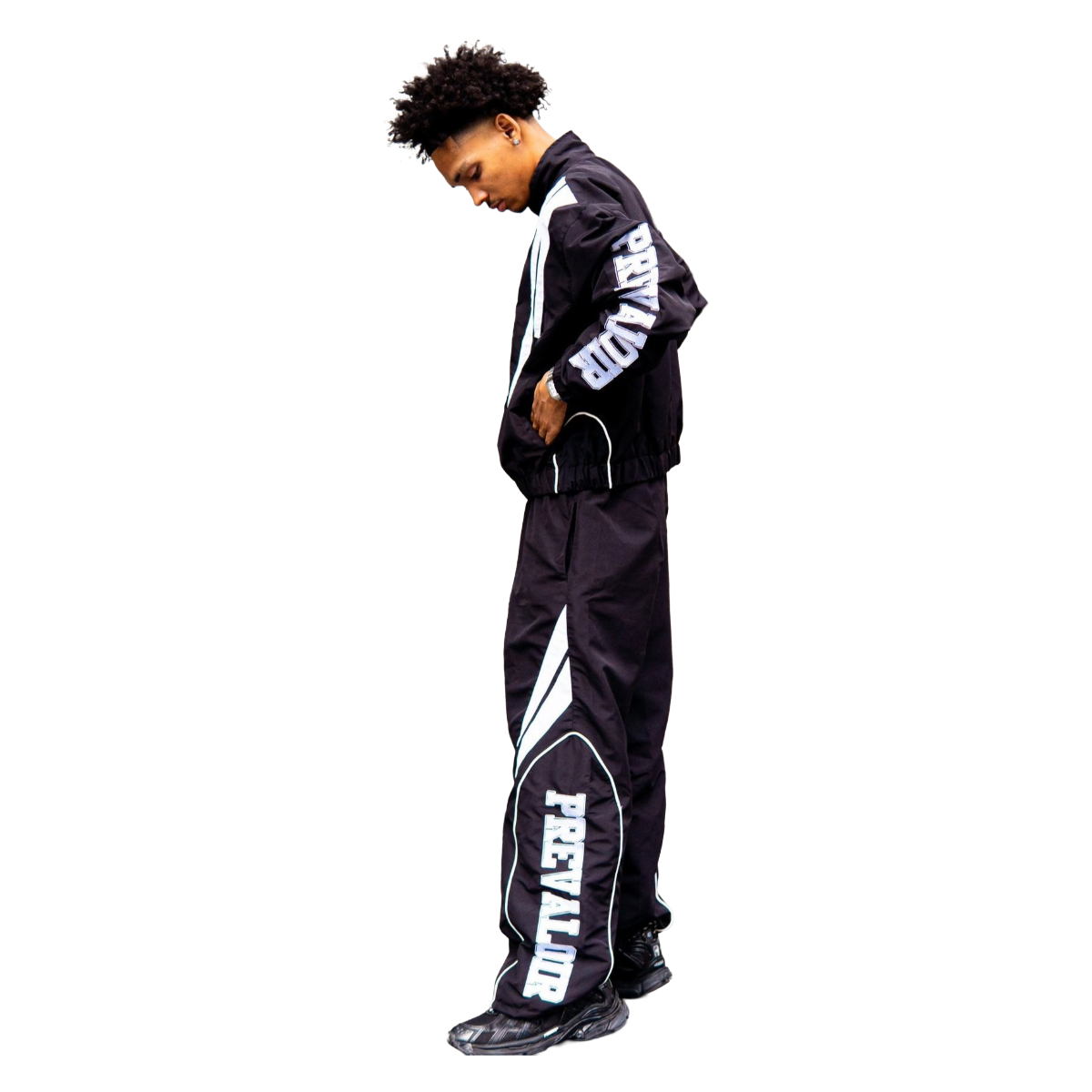 PREVALOIR BLACK NYLON TRACKSUIT
