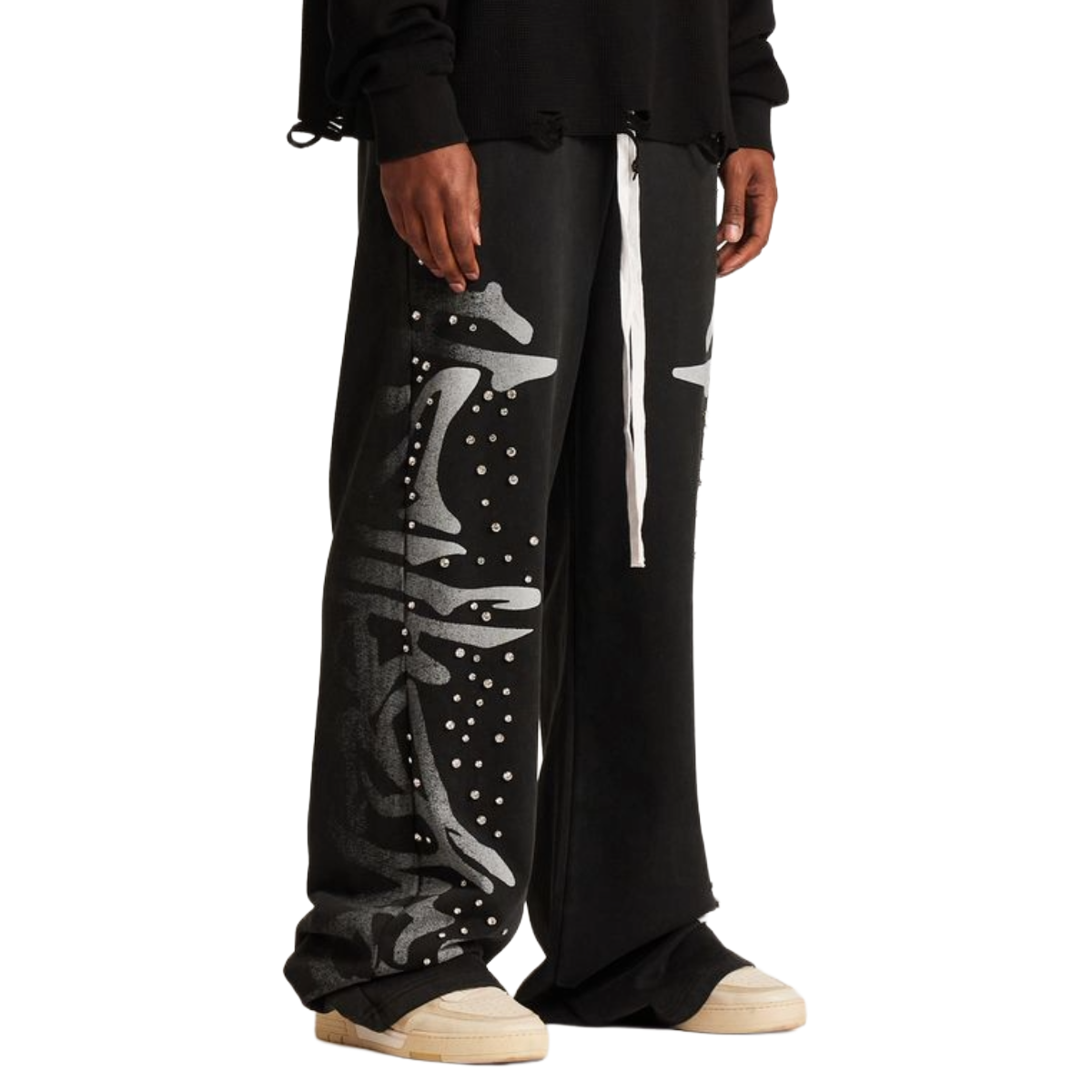 EMBELLISH LOGO SWEATPANT - BLACK