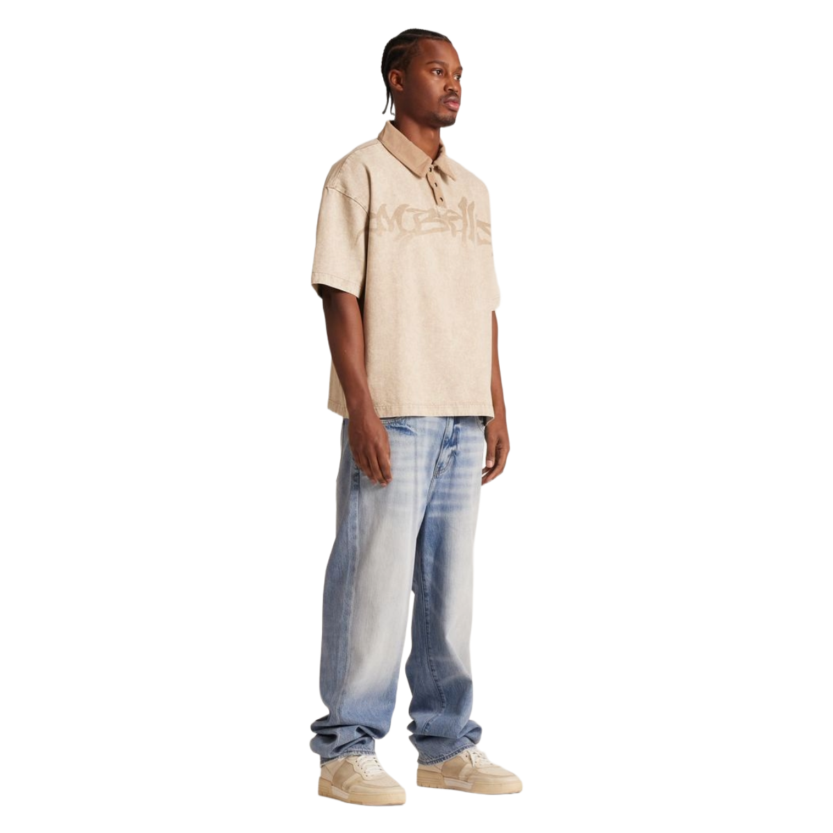 EMBELLISH LOGO POLO TEE - TAN