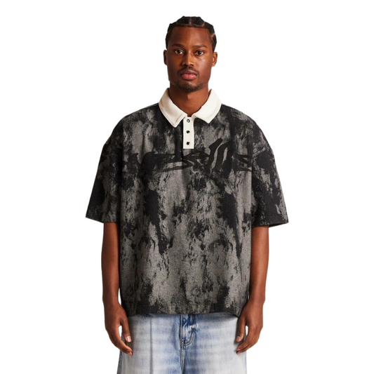 EMBELLISH LOGO POLO TEE - BLACK