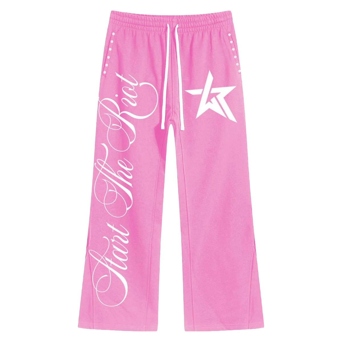 WKND START THE RIOT SWEATS (RHINESTONES) - PINK