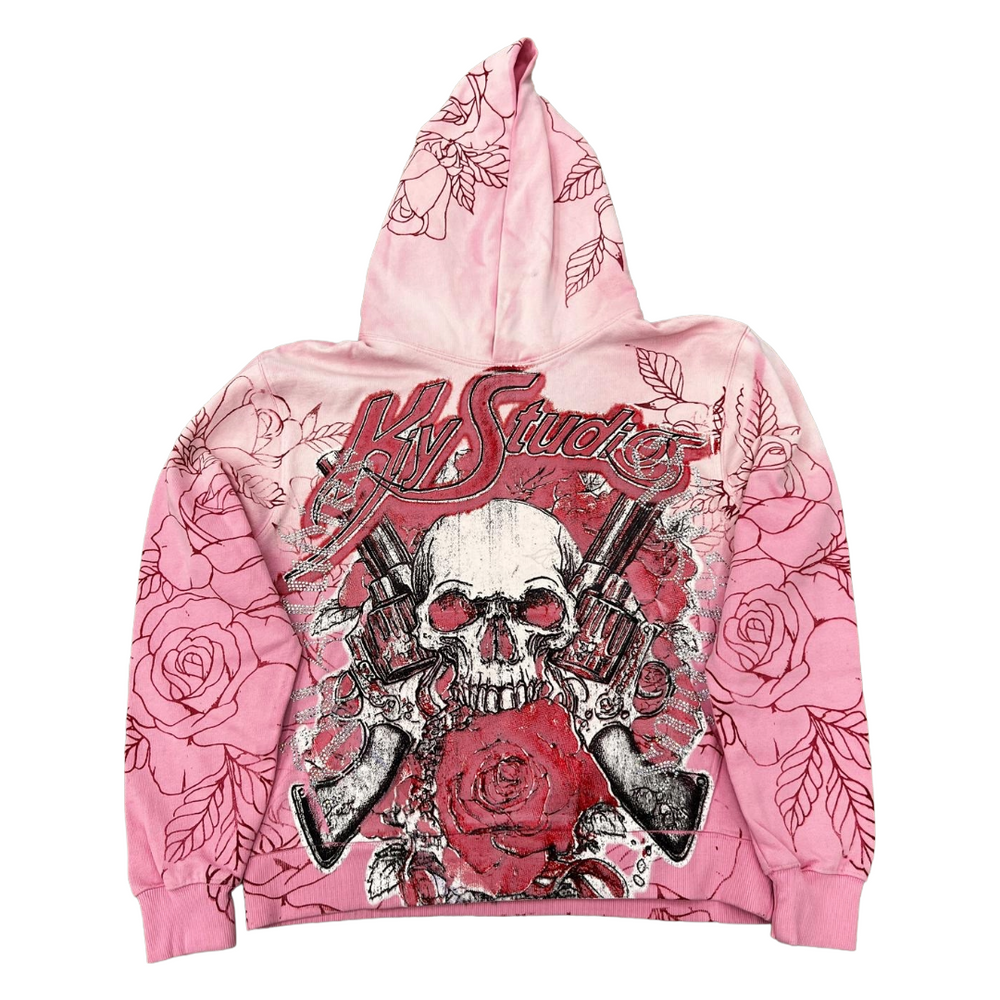 KIY STUDIOS "GUNS N ROSES' PINK HOODIE