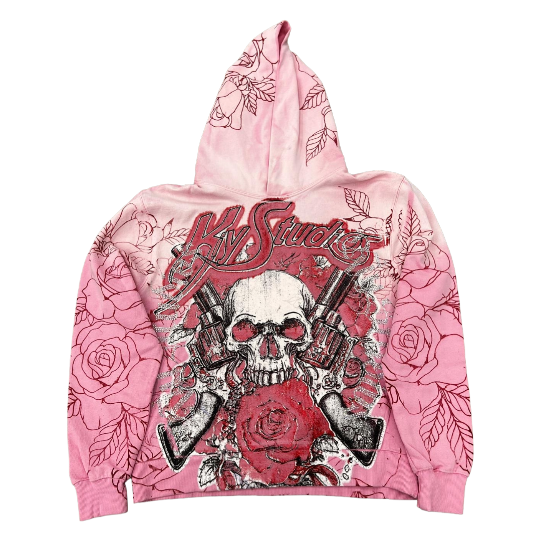 KIY STUDIOS "GUNS N ROSES' PINK HOODIE