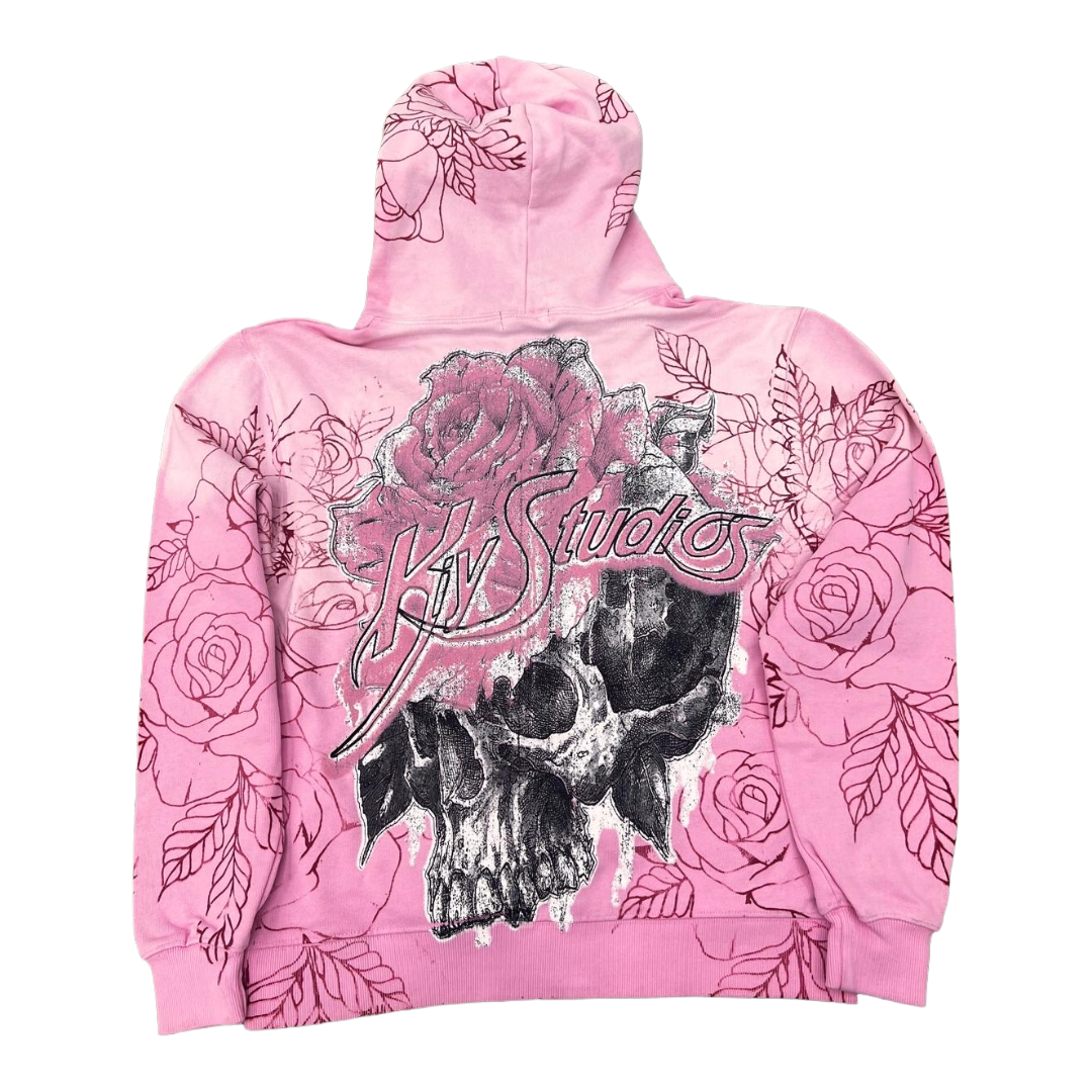 KIY STUDIOS "GUNS N ROSES' PINK HOODIE
