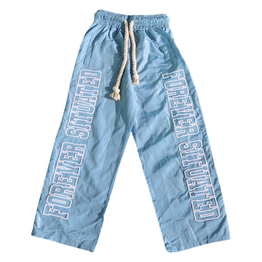 FS SKY BLUE NYLON TRACK PANTS