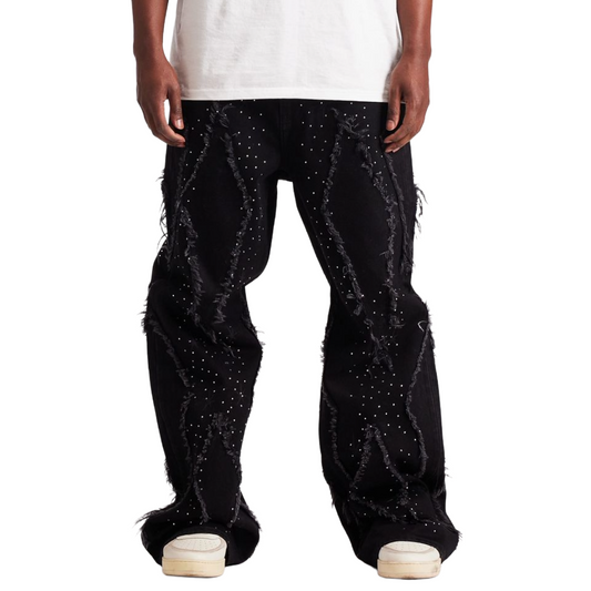 EMBELLISH ICON BAGGY DENIM - BLACK