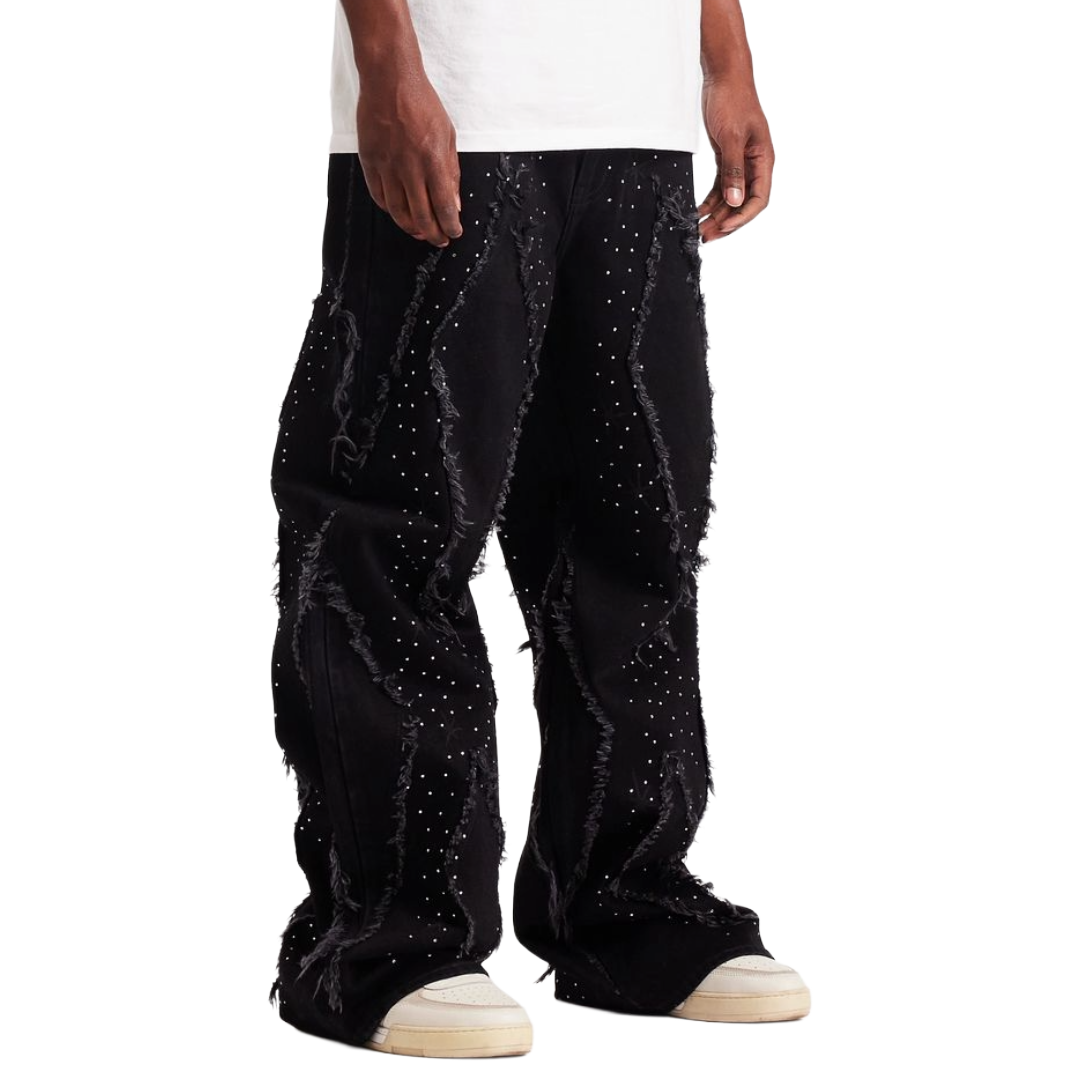 EMBELLISH ICON BAGGY DENIM - BLACK