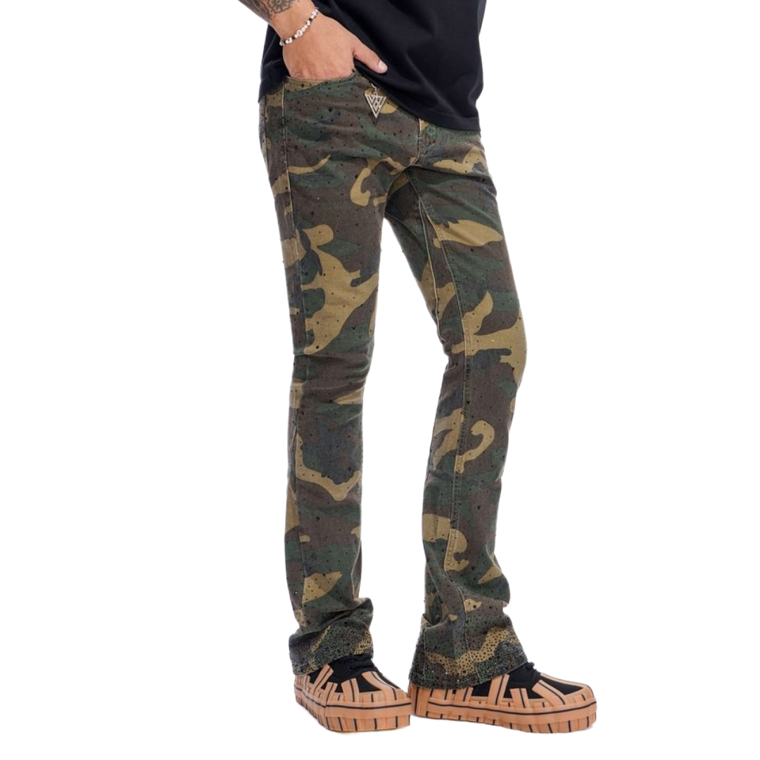VALABASAS RECON FOILAGE GREEN STACKED JEANS