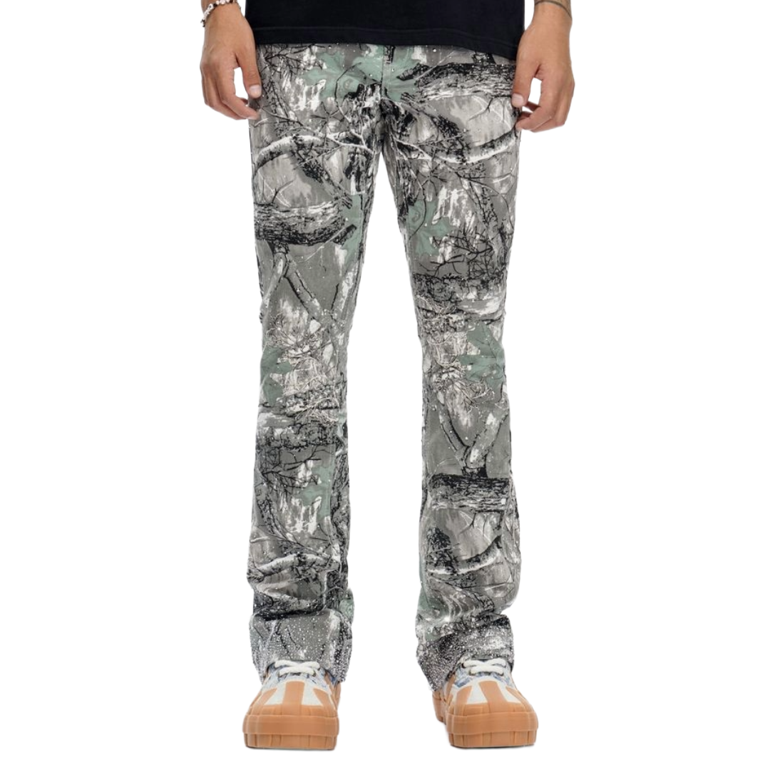 VALABASAS GREY FOREST STACKED JEANS