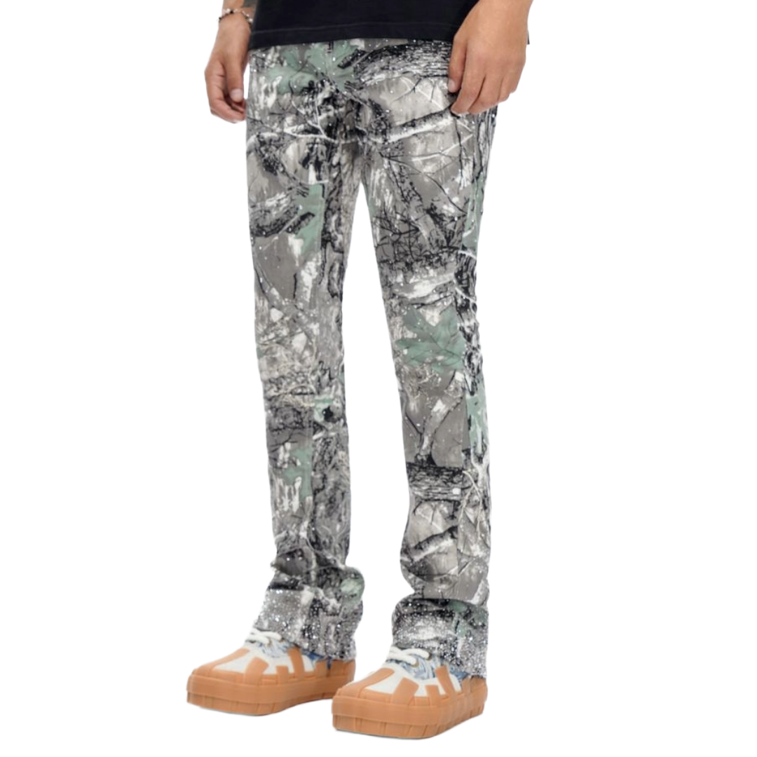 VALABASAS GREY FOREST STACKED JEANS