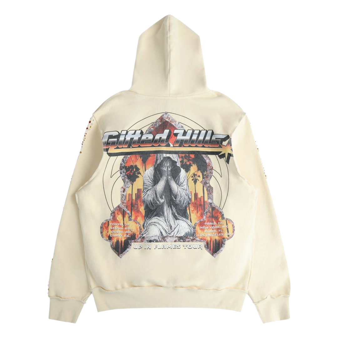 GFTD FLAME TOUR BONE HOODY