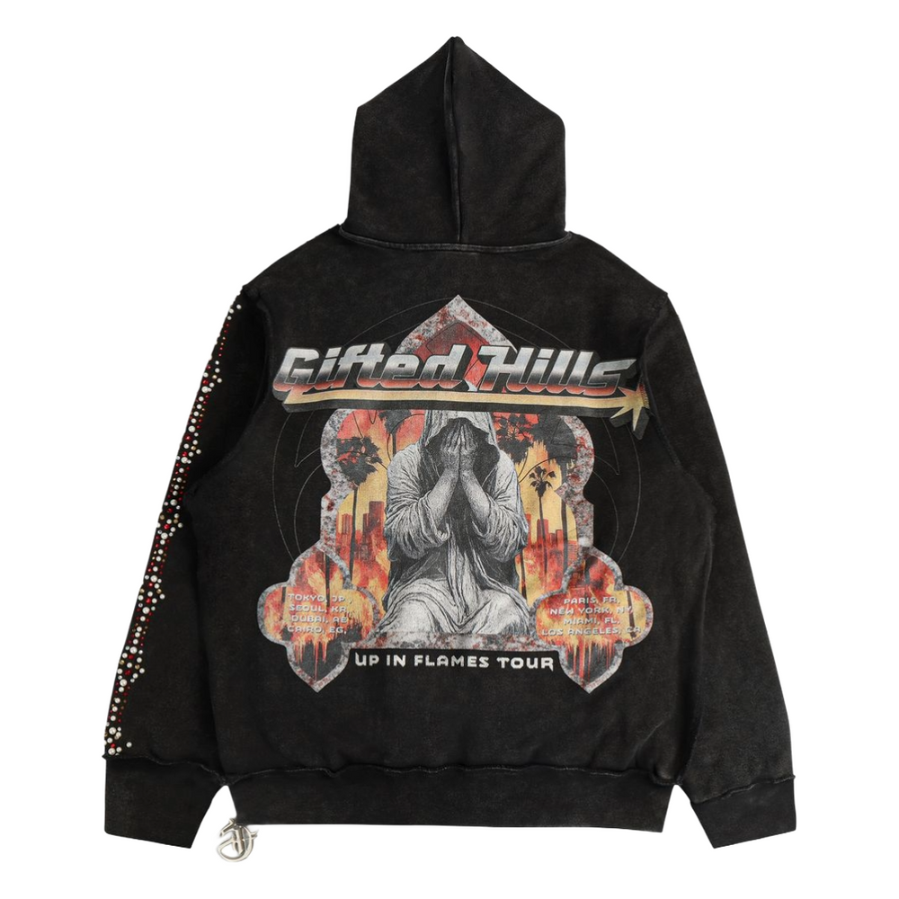 GFTD FLAME TOURS BLK HOODY