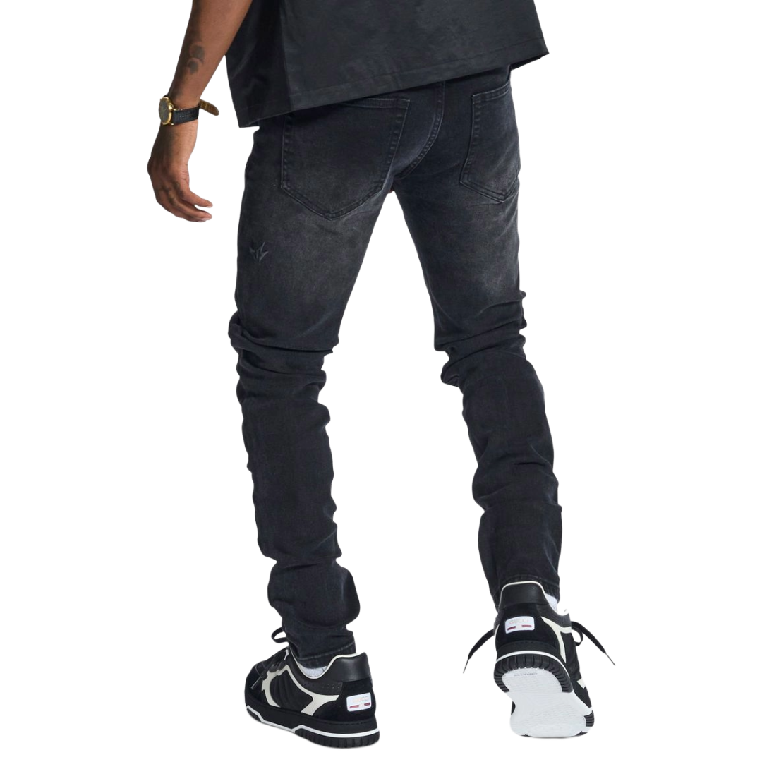 MELEE "MUSASHI" EMBOSSED JEANS (BLACK WASH)