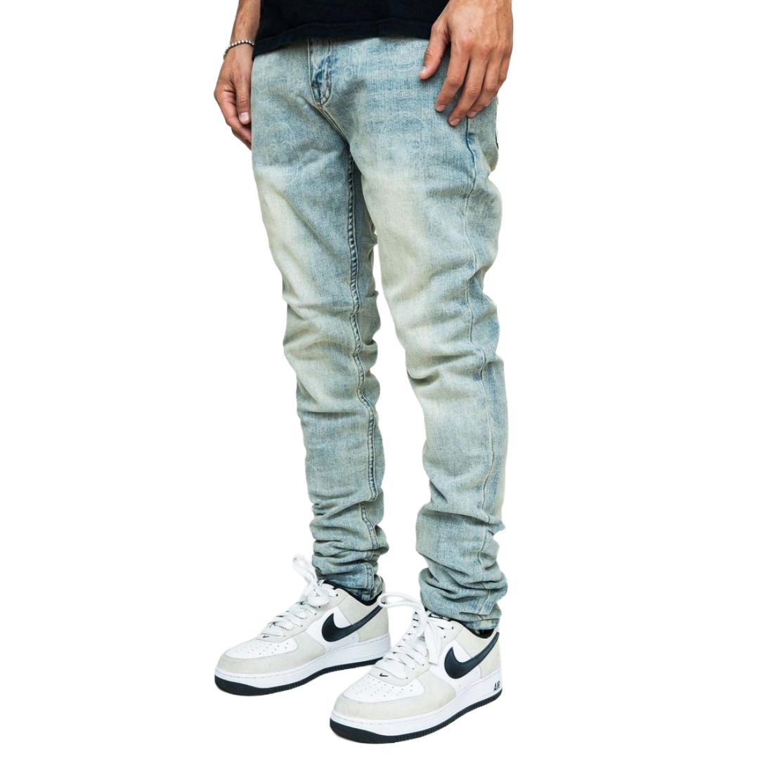PD "SKULLS" BLUE SKINNY DENIM