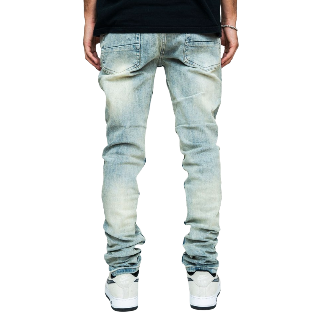 PD "SKULLS" BLUE SKINNY DENIM