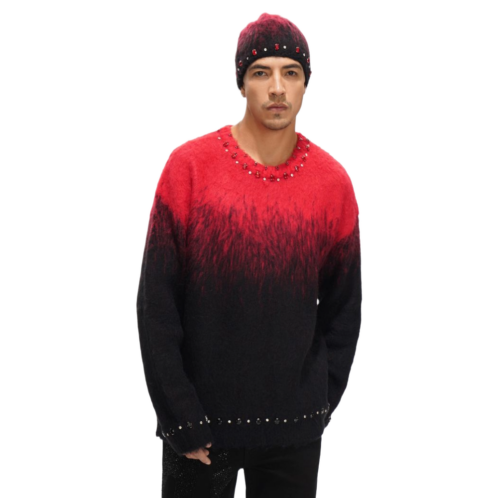 VALABASAS "ARRANGED" RED MOHAIR SWEATER