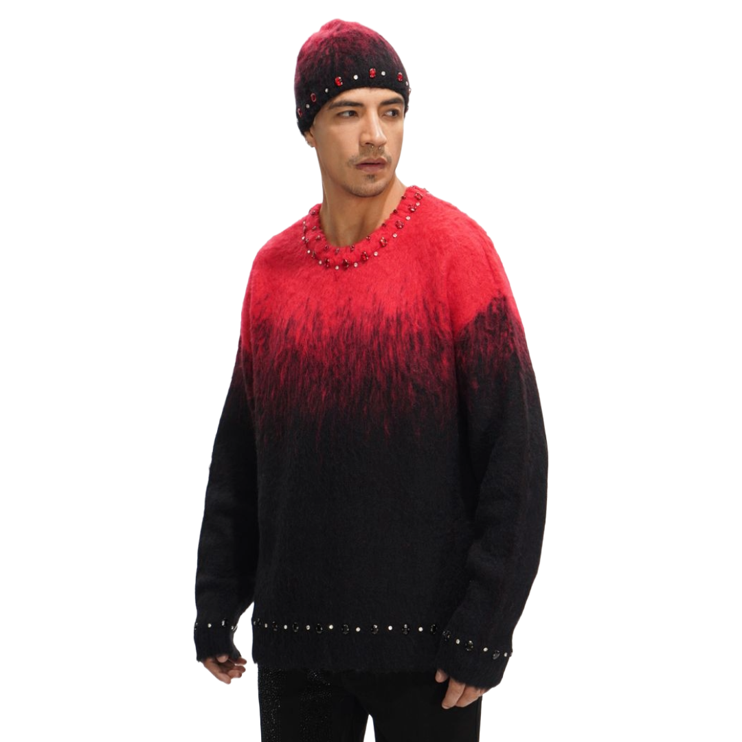 VALABASAS "ARRANGED" RED MOHAIR SWEATER