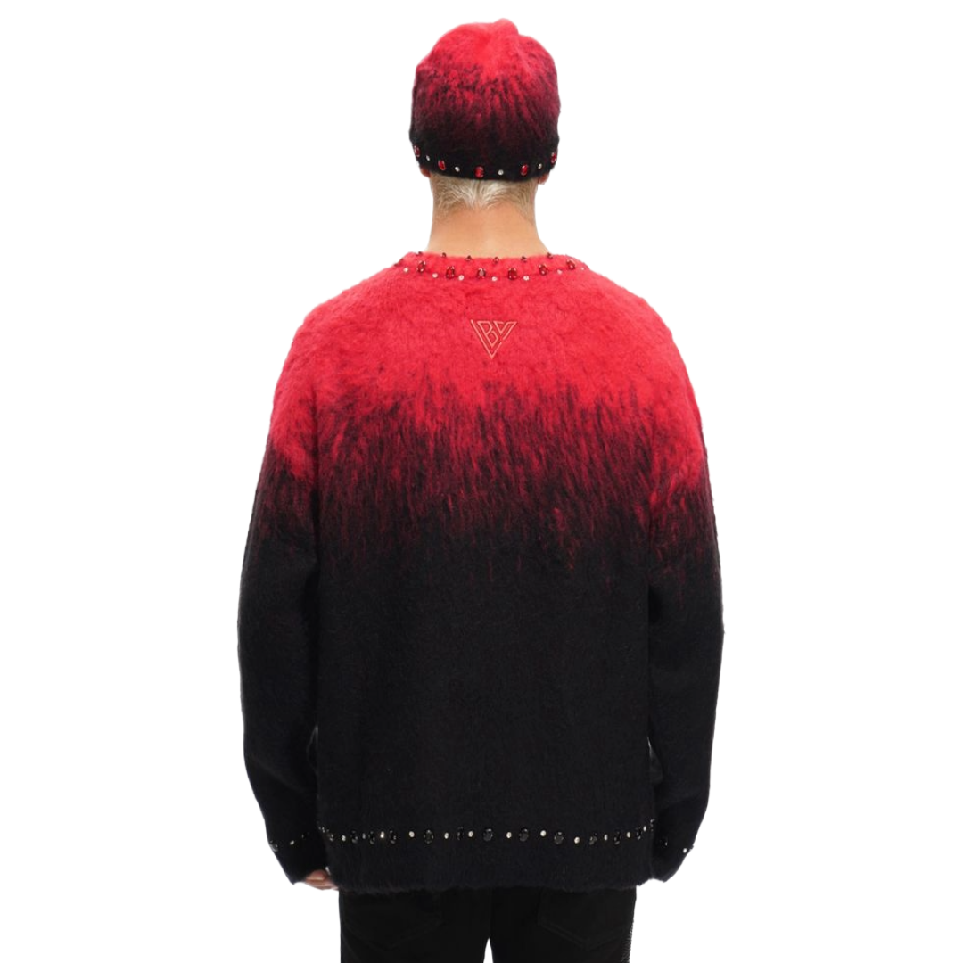 VALABASAS "ARRANGED" RED MOHAIR SWEATER
