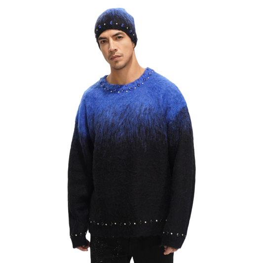 VALABASAS "ARRANGED" BLUE MOHAIR SWEATER