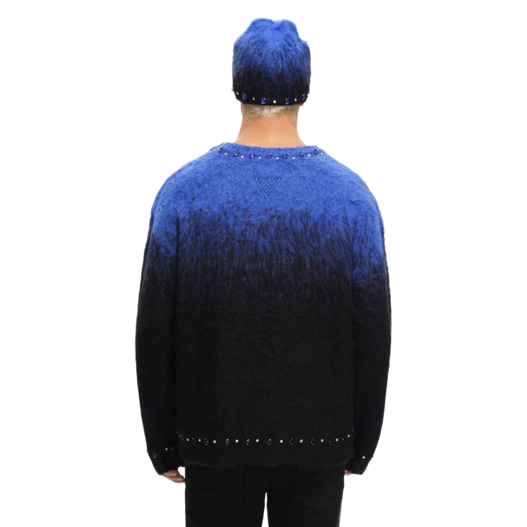 VALABASAS "ARRANGED" BLUE MOHAIR SWEATER