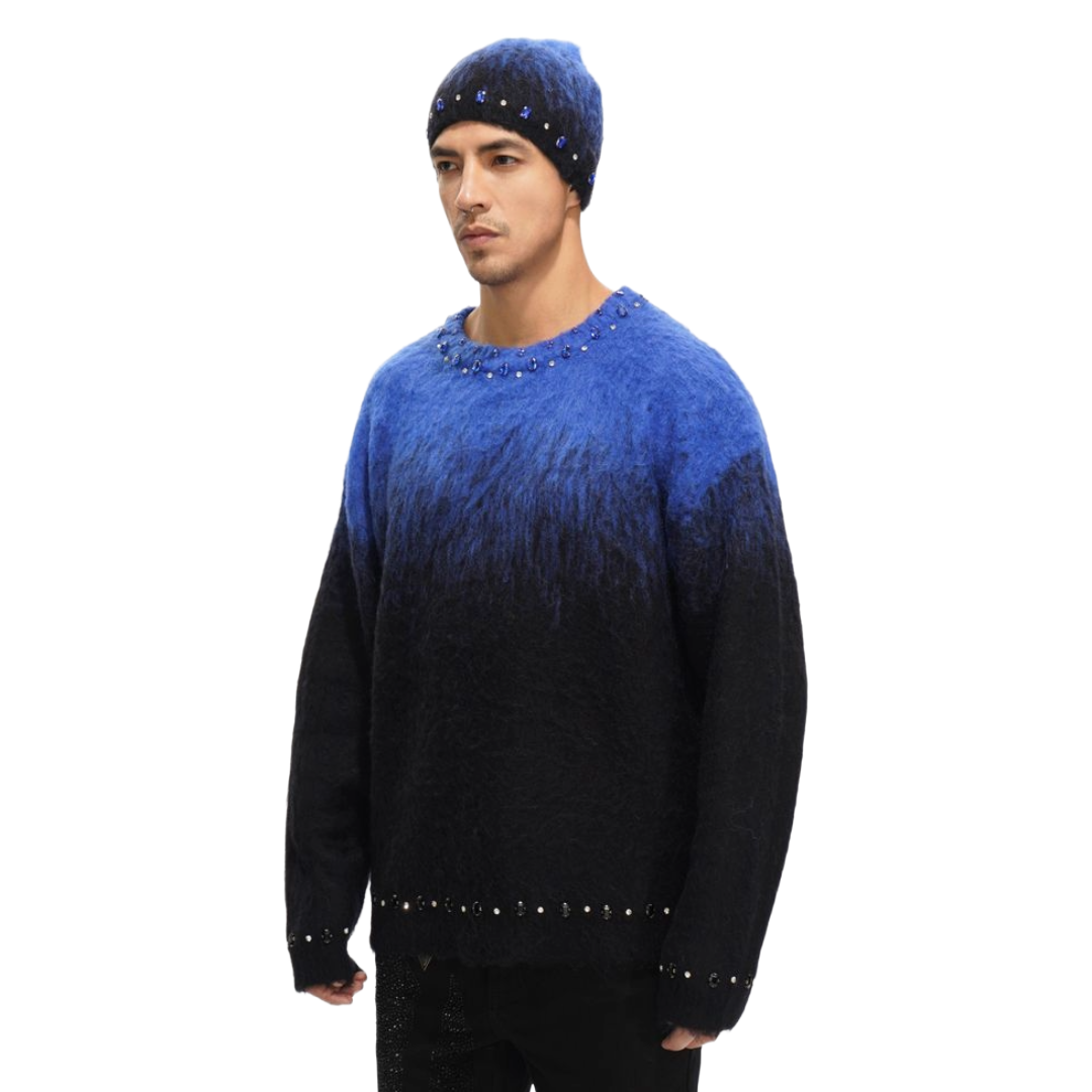 VALABASAS "ARRANGED" BLUE MOHAIR SWEATER
