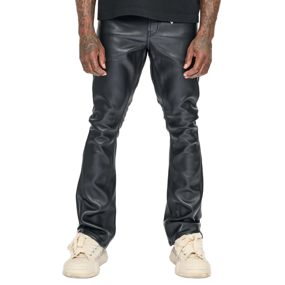 VALABASAS "DUCATI" STACKED BLACK LEATHER JEAN