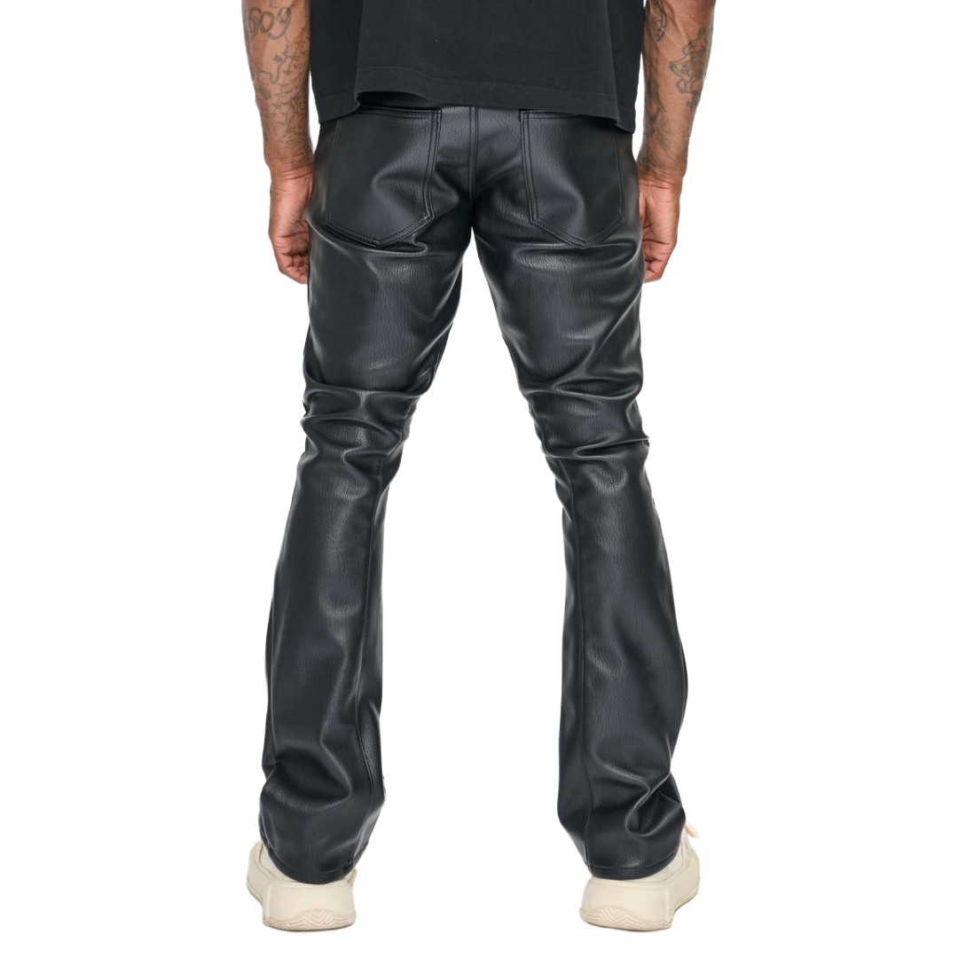 VALABASAS "DUCATI" STACKED BLACK LEATHER JEAN