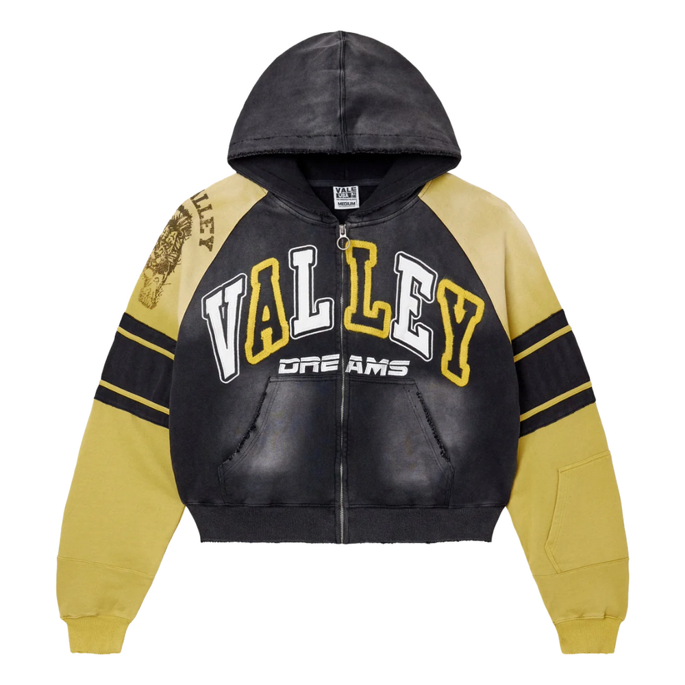 VALE LETHAL ZIP-UP HOODIE - BLACK/YELLOW