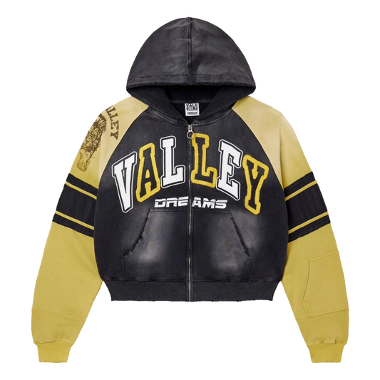 VALE LETHAL ZIP-UP HOODIE - BLACK/YELLOW