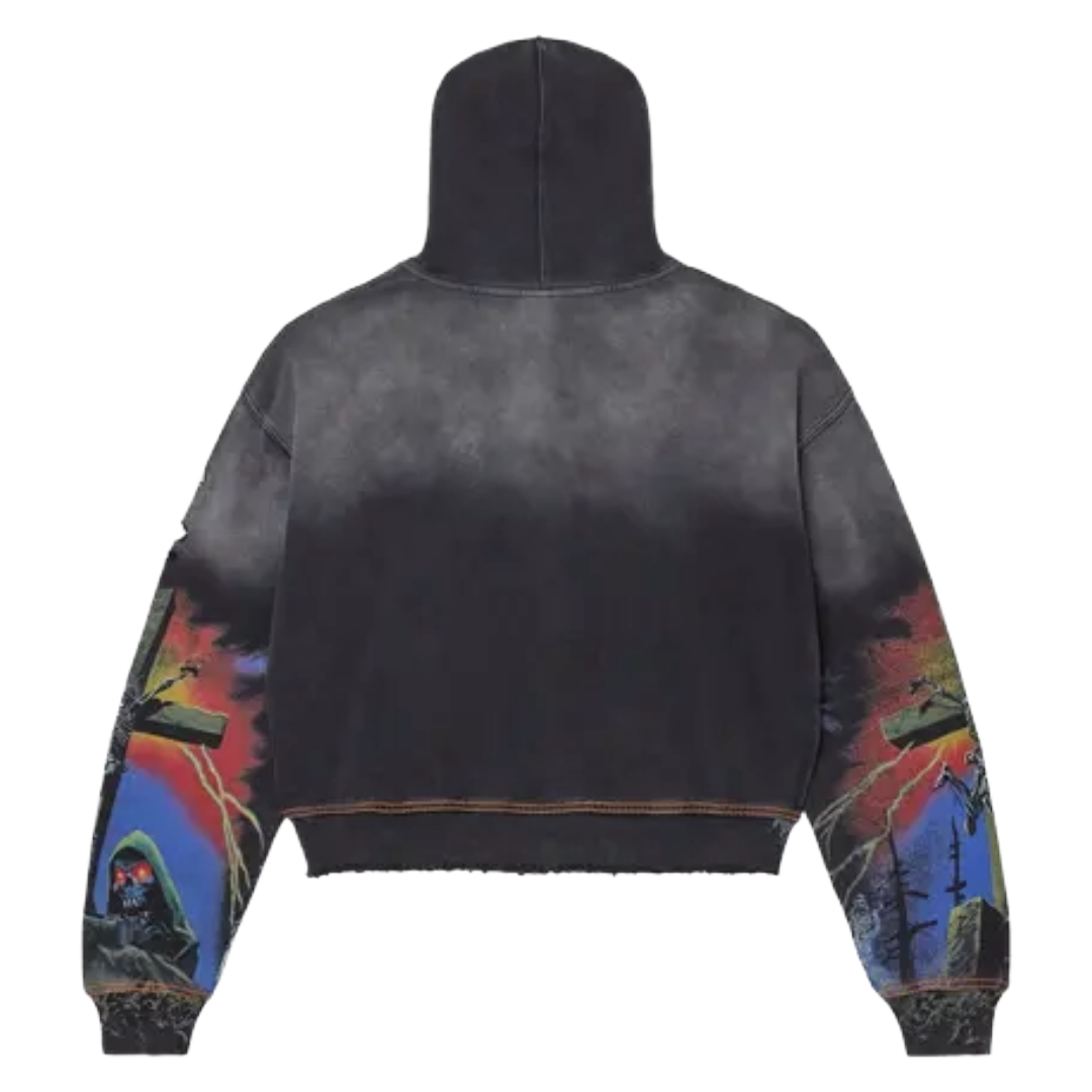 VALE DAMMED BIG ZIP-UP HOODIE - BLACK